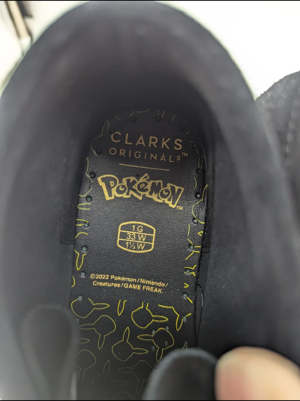 Clarks Original Pokemon Pikachu Suede Black Boot Shoe Big Kids 1G 1 Wide